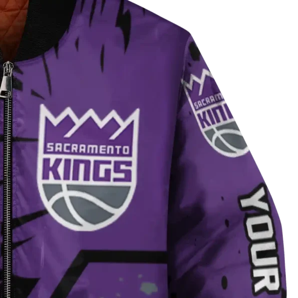custom sacramento kings hexagon cluster purple black bomber jacket premium grade