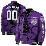 custom sacramento kings hexagon cluster purple black varsity jacket best selling.webp