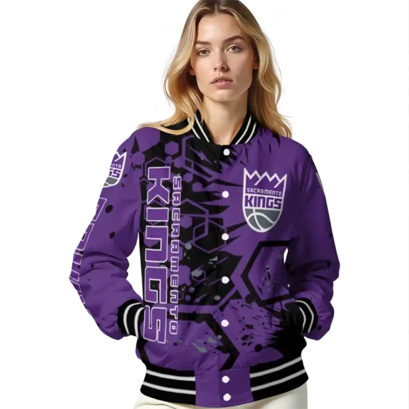 custom sacramento kings hexagon cluster purple black varsity jacket latest model.webp