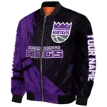 custom sacramento kings hexagon mesh purple black bomber jacket best selling