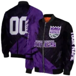 custom sacramento kings hexagon mesh purple black bomber jacket best selling