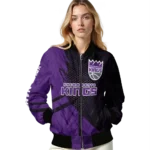 custom sacramento kings hexagon mesh purple black bomber jacket best selling