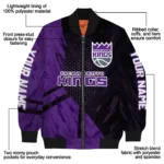 custom sacramento kings hexagon mesh purple black bomber jacket best selling