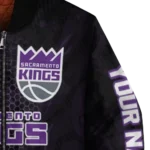 custom sacramento kings hexagon mesh purple black bomber jacket best selling