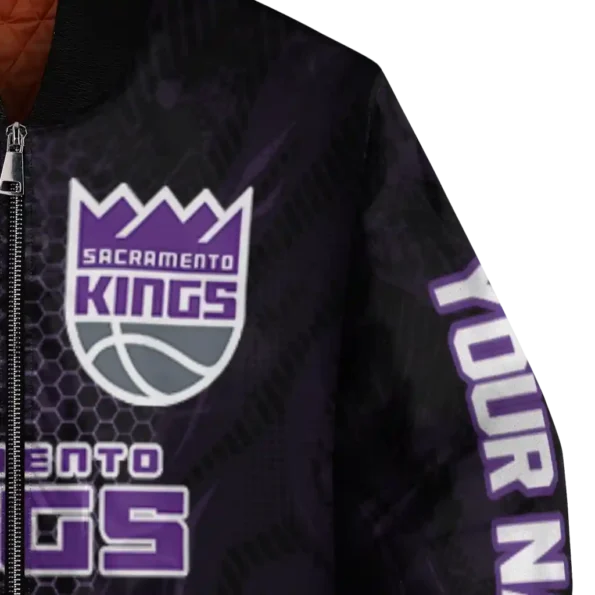 custom sacramento kings hexagon mesh purple black bomber jacket premium grade