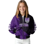 custom sacramento kings hexagon mesh purple black bomber jacket best selling