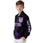 custom sacramento kings hexagon mesh purple black bomber jacket best selling