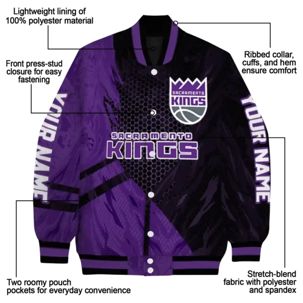custom sacramento kings hexagon mesh purple black varsity jacket new arrival.webp