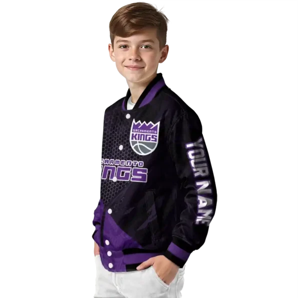 custom sacramento kings hexagon mesh purple black varsity jacket trendy.webp