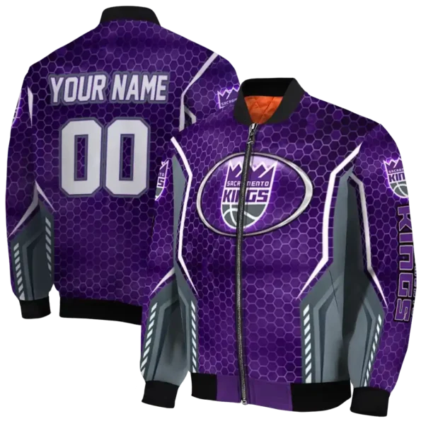 custom sacramento kings power plate purple bomber jacket fashion forward