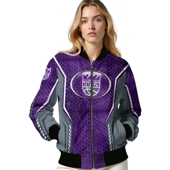 custom sacramento kings power plate purple bomber jacket latest model