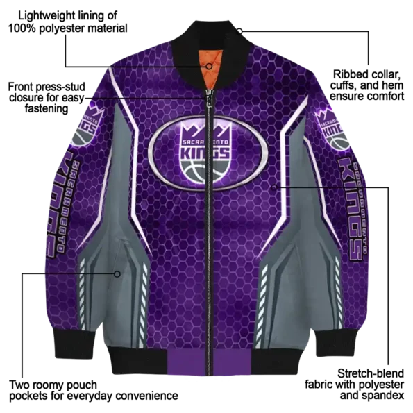 custom sacramento kings power plate purple bomber jacket new arrival