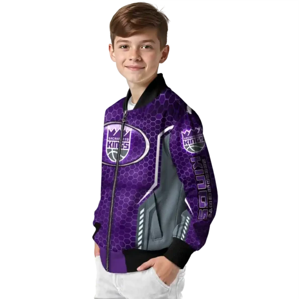 custom sacramento kings power plate purple bomber jacket trendy