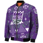 custom sacramento kings pyramid shapes purple bomber jacket best selling