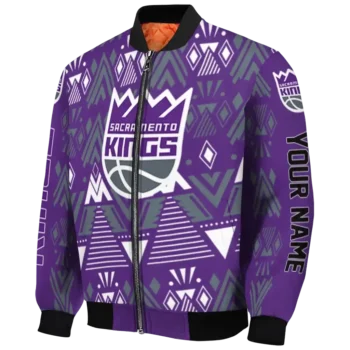 custom sacramento kings pyramid shapes purple bomber jacket best selling