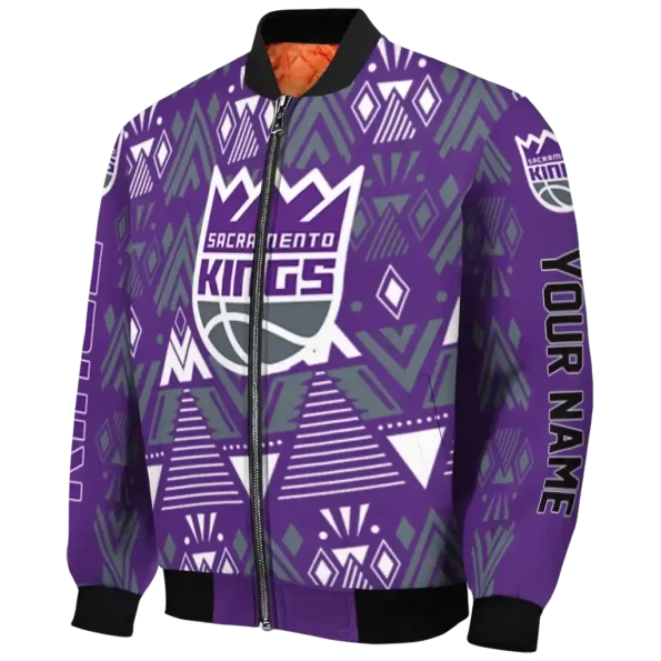 custom sacramento kings pyramid shapes purple bomber jacket best selling