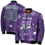 custom sacramento kings pyramid shapes purple bomber jacket best selling