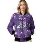 custom sacramento kings pyramid shapes purple bomber jacket best selling
