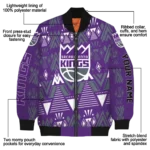 custom sacramento kings pyramid shapes purple bomber jacket best selling