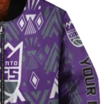 custom sacramento kings pyramid shapes purple bomber jacket best selling