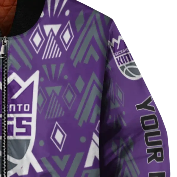 custom sacramento kings pyramid shapes purple bomber jacket premium grade