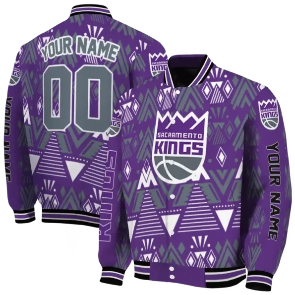 custom sacramento kings pyramid shapes purple varsity jacket fashion forward.webp