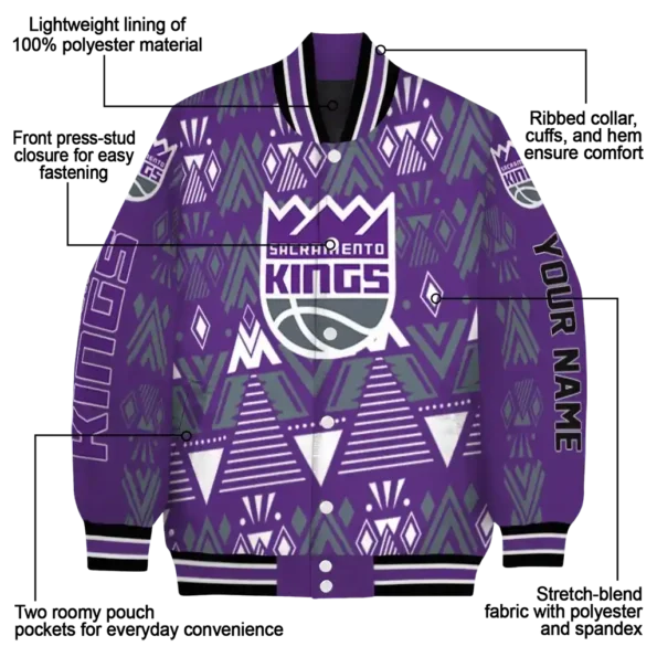 custom sacramento kings pyramid shapes purple varsity jacket new arrival.webp