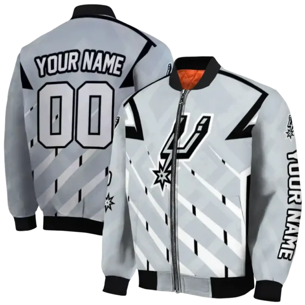 custom san antonio spurs chevron angles silver bomber jacket fashion forward