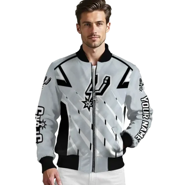 custom san antonio spurs chevron angles silver bomber jacket high quality