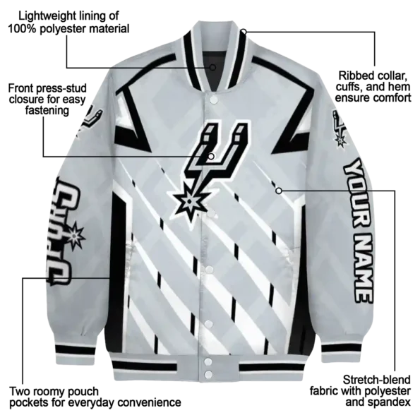 custom san antonio spurs chevron angles silver varsity jacket new arrival.webp