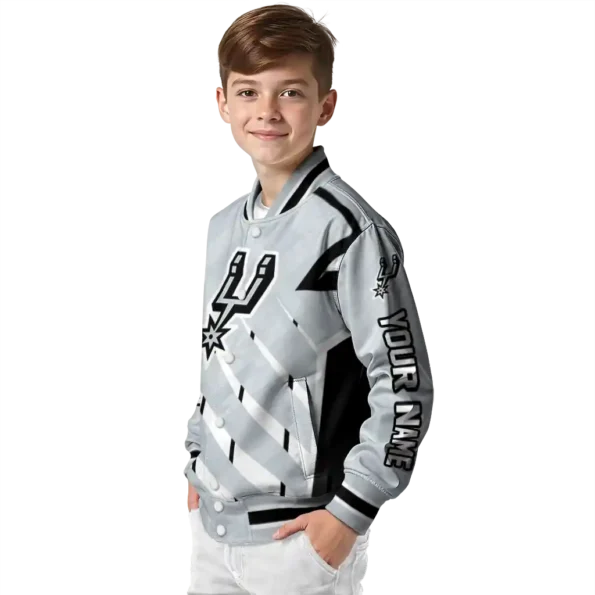 custom san antonio spurs chevron angles silver varsity jacket trendy.webp