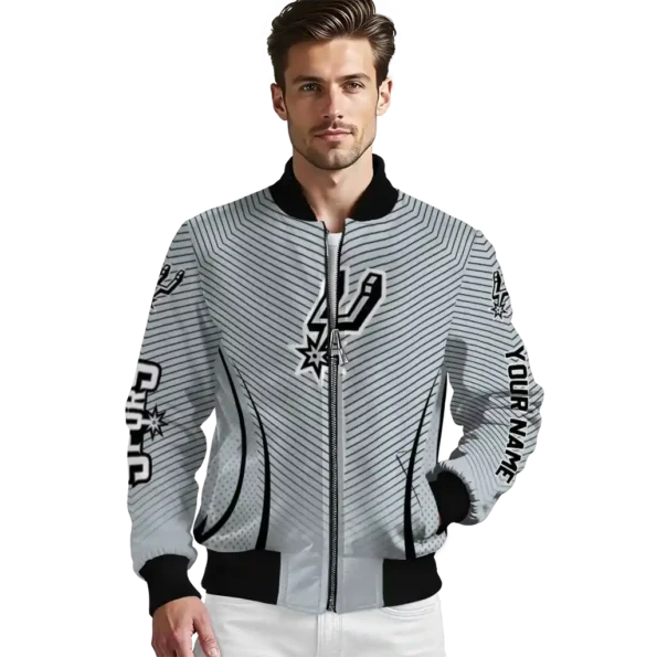 custom san antonio spurs chevron arrow silver bomber jacket high quality