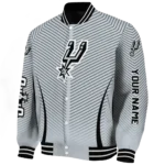 custom san antonio spurs chevron arrow silver varsity jacket best selling.webp