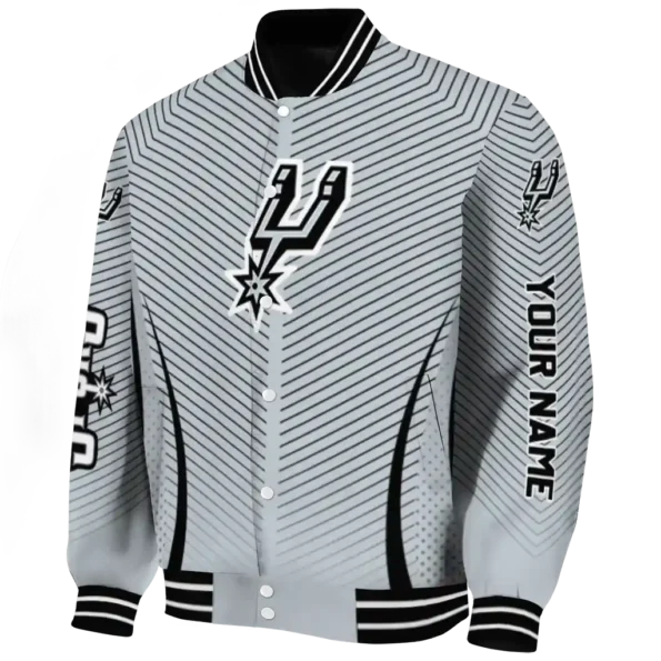 custom san antonio spurs chevron arrow silver varsity jacket best selling.webp