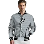 custom san antonio spurs chevron arrow silver varsity jacket best selling.webp
