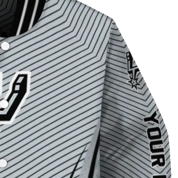 custom san antonio spurs chevron arrow silver varsity jacket premium grade.webp