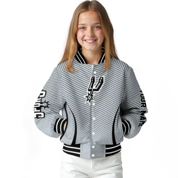 custom san antonio spurs chevron arrow silver varsity jacket top rated.webp