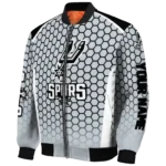 custom san antonio spurs hexagon grid silver bomber jacket best selling