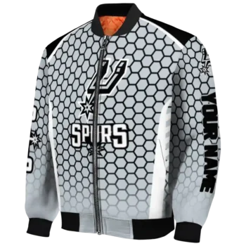 custom san antonio spurs hexagon grid silver bomber jacket best selling