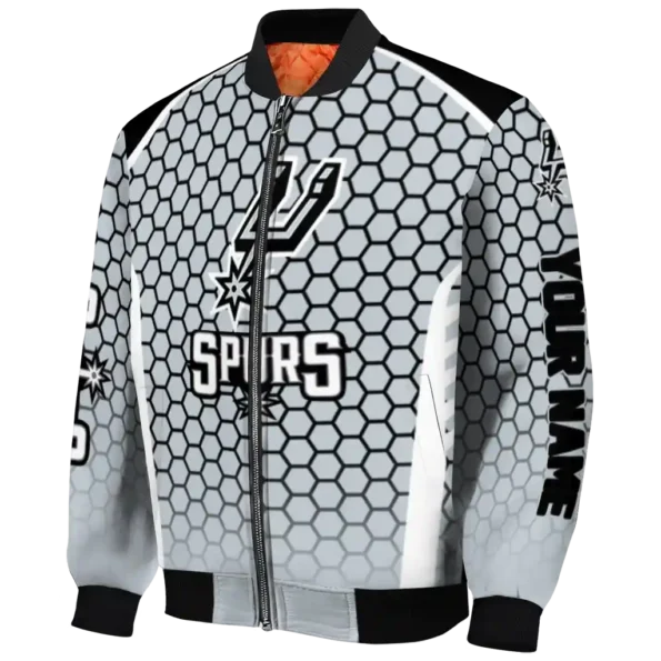 custom san antonio spurs hexagon grid silver bomber jacket best selling