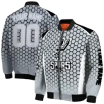 custom san antonio spurs hexagon grid silver bomber jacket best selling