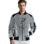 custom san antonio spurs hexagon grid silver bomber jacket best selling