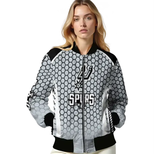 custom san antonio spurs hexagon grid silver bomber jacket latest model