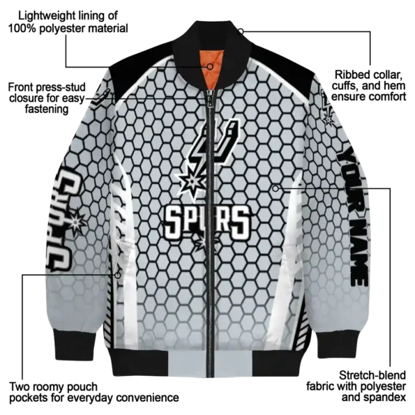 custom san antonio spurs hexagon grid silver bomber jacket new arrival