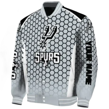 custom san antonio spurs hexagon grid silver varsity jacket best selling.webp