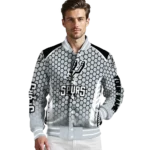 custom san antonio spurs hexagon grid silver varsity jacket best selling.webp