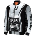 custom san antonio spurs mesh effect silver black bomber jacket best selling