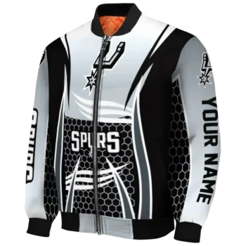 custom san antonio spurs mesh effect silver black bomber jacket best selling