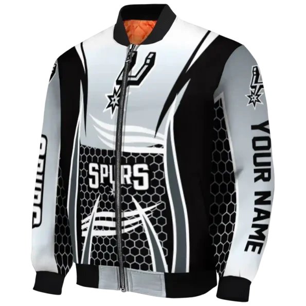 custom san antonio spurs mesh effect silver black bomber jacket best selling