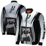 custom san antonio spurs mesh effect silver black bomber jacket best selling